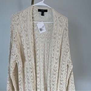 Forever 21 Crochet Kimono Open Cardigan/Duster Size M NWT
